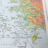 Old map Balkan regions Greece Crete 43x43cm from 1950