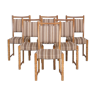 Set of six mid-century oak upholstered danish dining chairs
