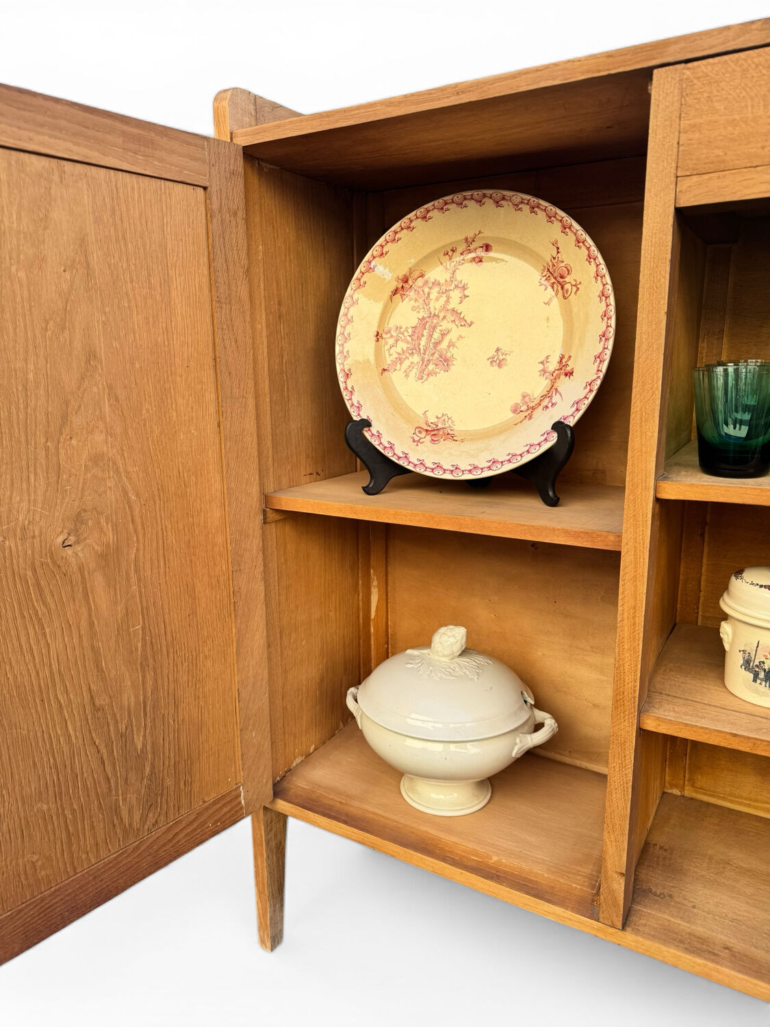 Parisian buffet, raw oak, compass legs, 1950.