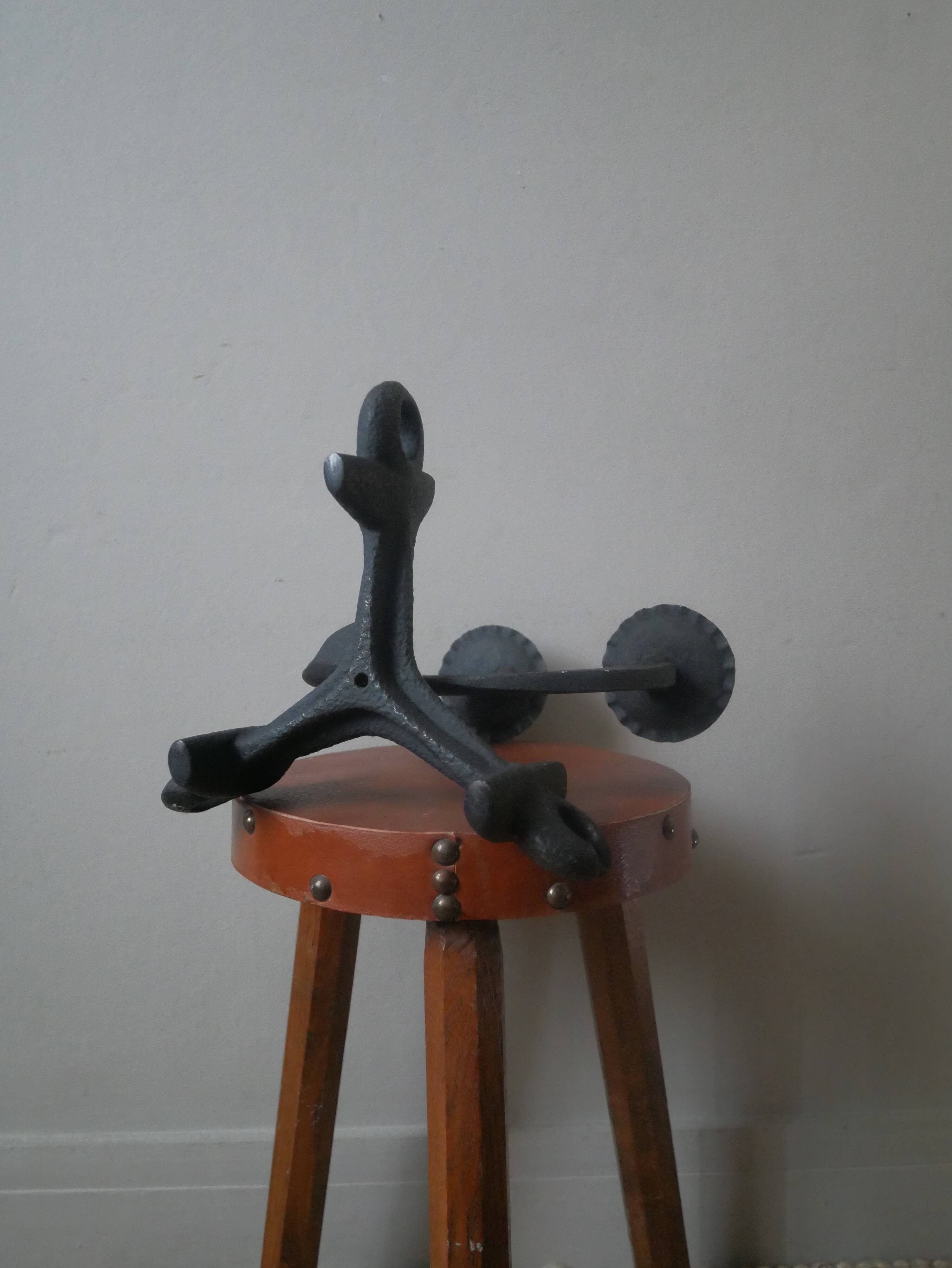 Cast iron ironwork candle holder horseshoe candlestick candelabra artisanal brutalist decoration