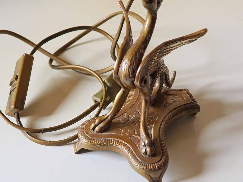 Vintage Brass Dragon Griffin Table Lamp: Mid-Century Modern Lighting