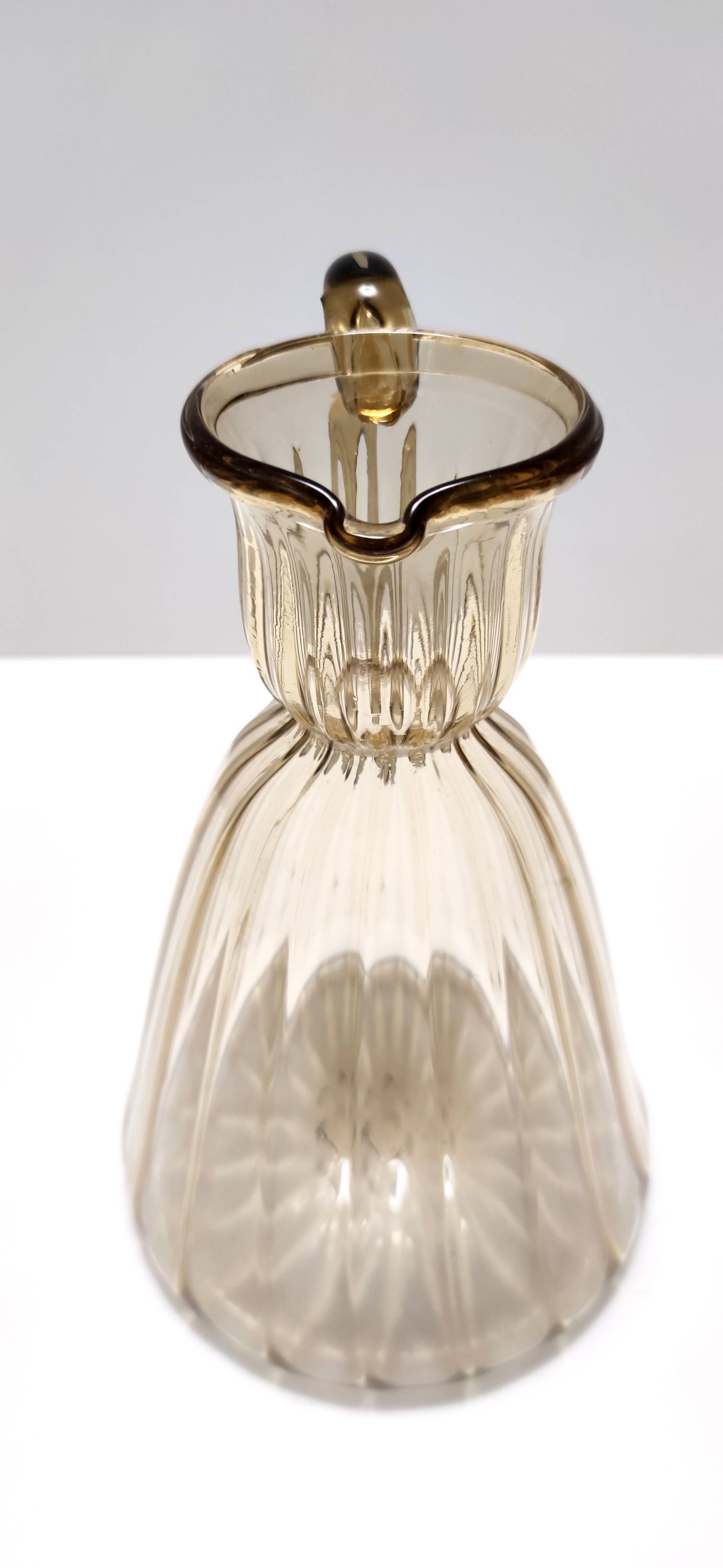 Straw-Colored Glass Pitcher Vase Ascribable to Vittorio Zecchin, Italy