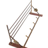 Vintage coat rack and umbrella holder, wood and brass