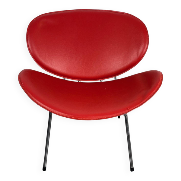 Fauteuil lounge rouge style Pierre Paulin 1980