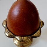 Paperpress wooden egg in its brass cockerel