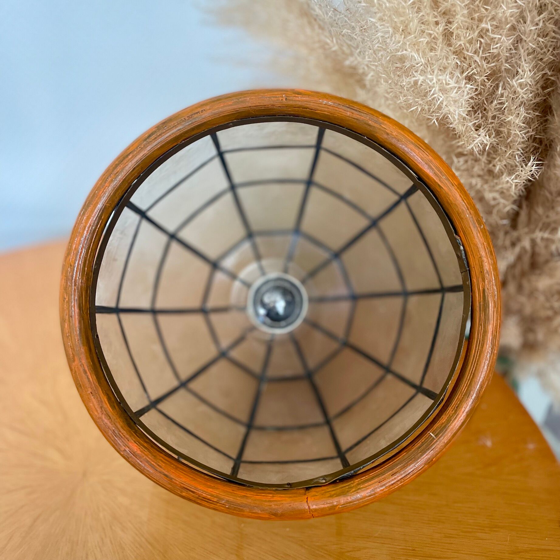 Pendant lamp in mother-of-pearl and vintage brass