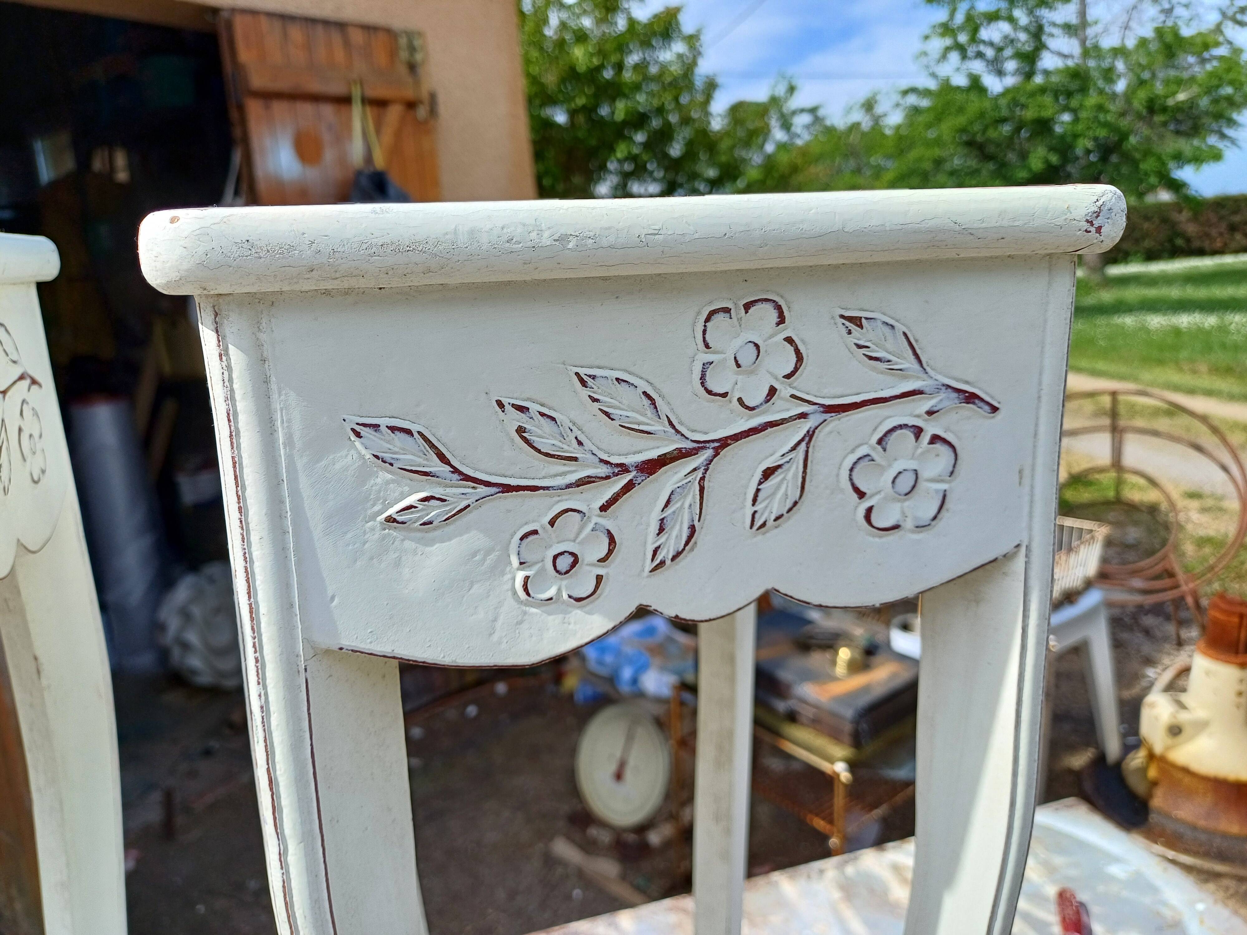 Pair of cream-washed wood stands