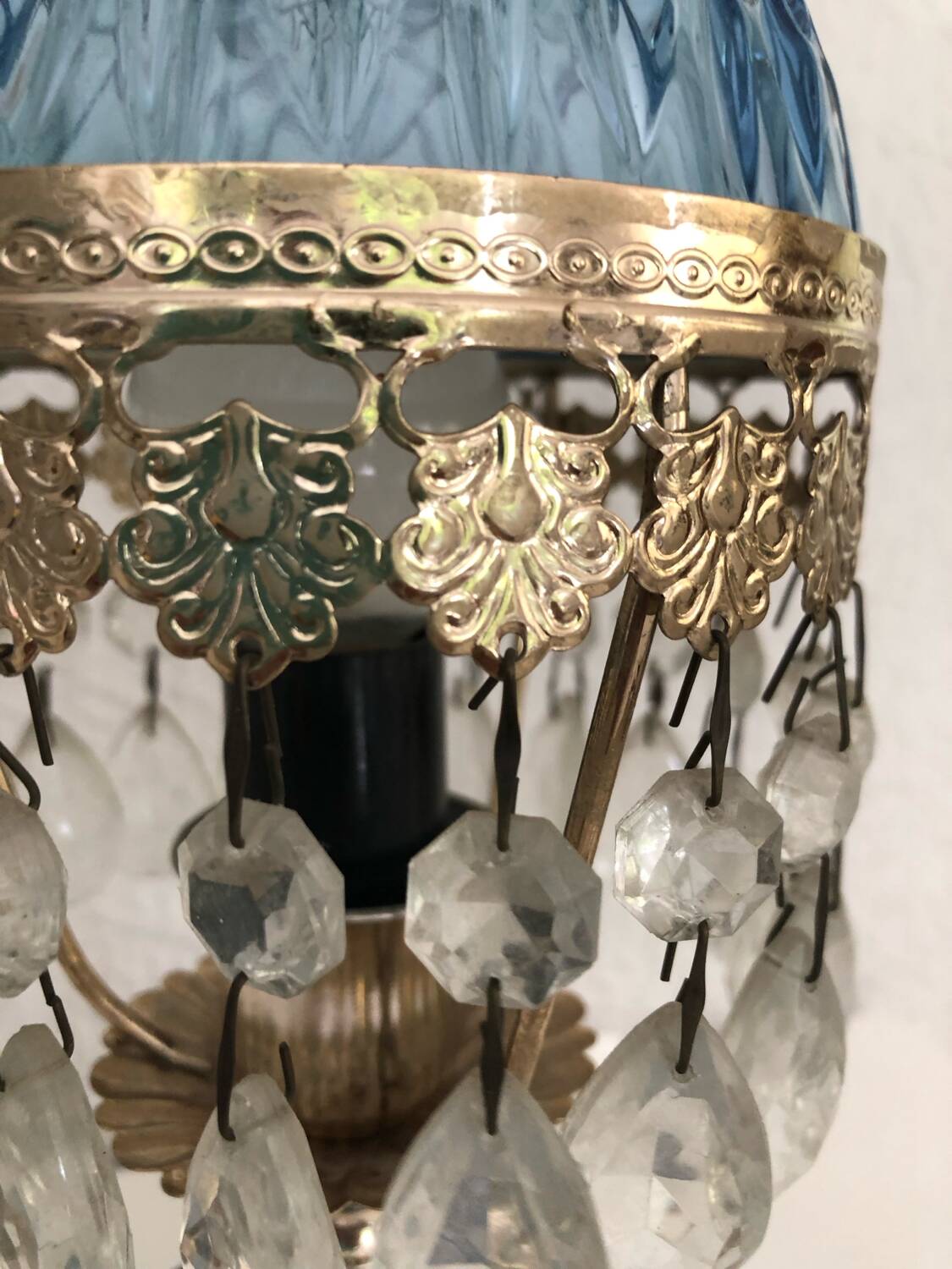 Paire de lampes en verre style Hollywood Regency, circa 1960