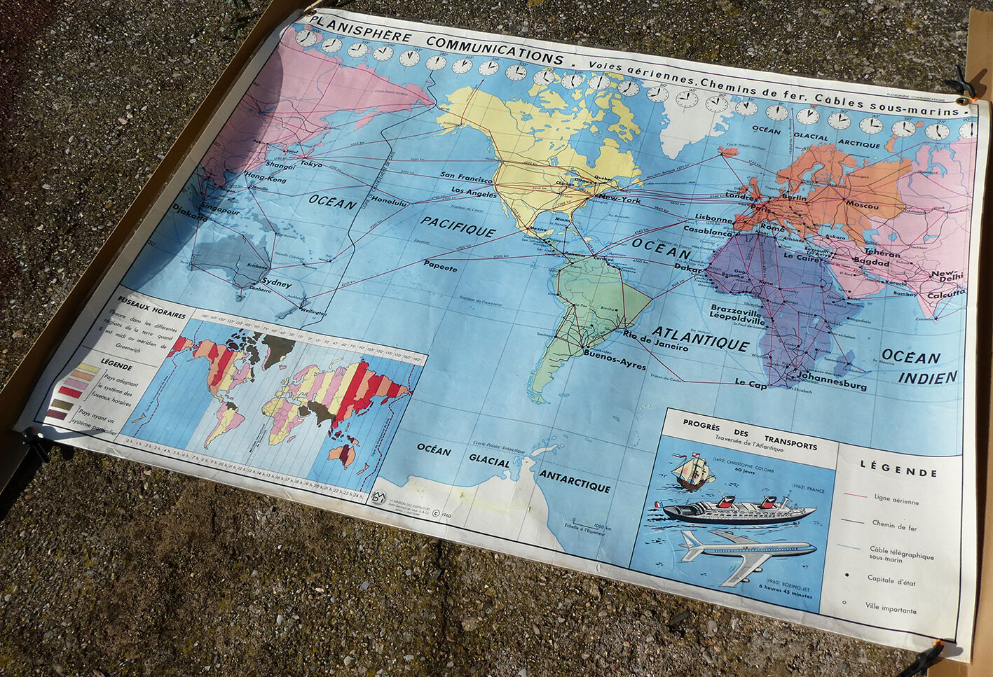 Map world map of the planisphere world MDI 1960