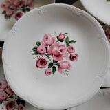 8 Gien dinner plates with rose decoration — 1960s-70s