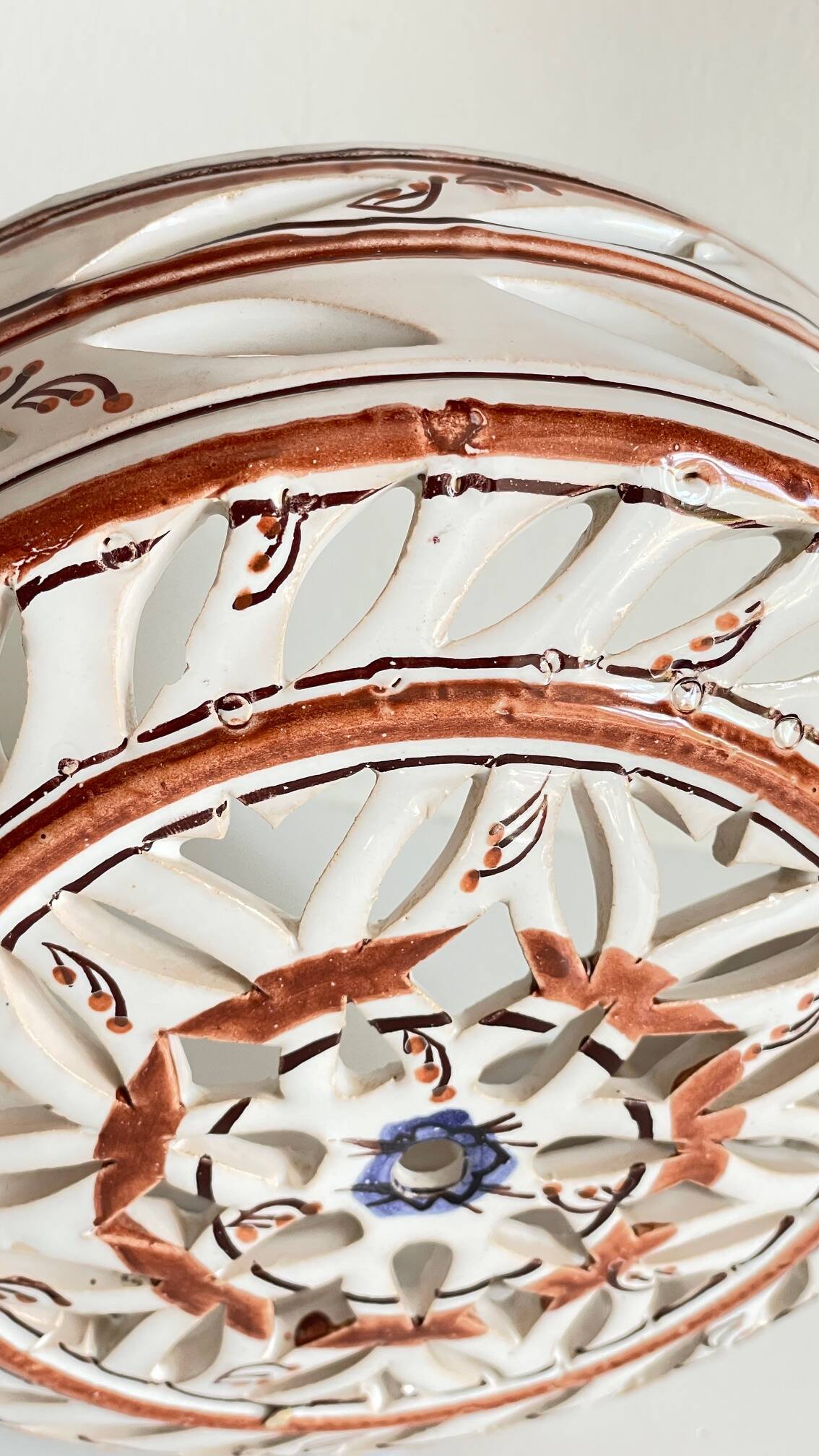 Handcrafted ceramic wall light blue centre