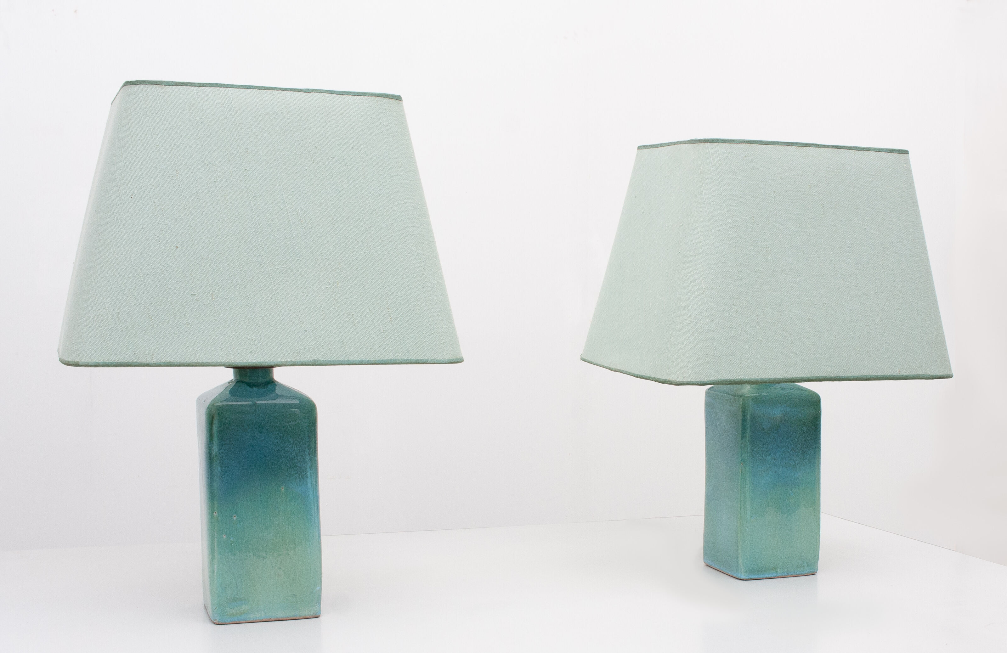Turquoise ceramic table lamps, 1970s