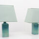 Turquoise ceramic table lamps, 1970s