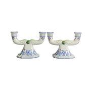 Pair of Gien earthenware candlesticks - lamp bases - Ref 1170