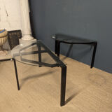 Console en métal noir et plateau en verre