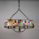 Large Italian Multi-Colored Hammered Crystal and Wrought Iron Chandelier
