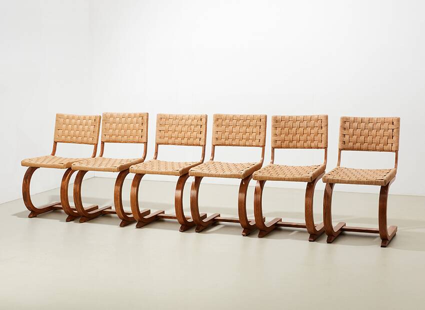 Bas van Pelt Rare Set of 6 Dining Chairs for My Home 1936