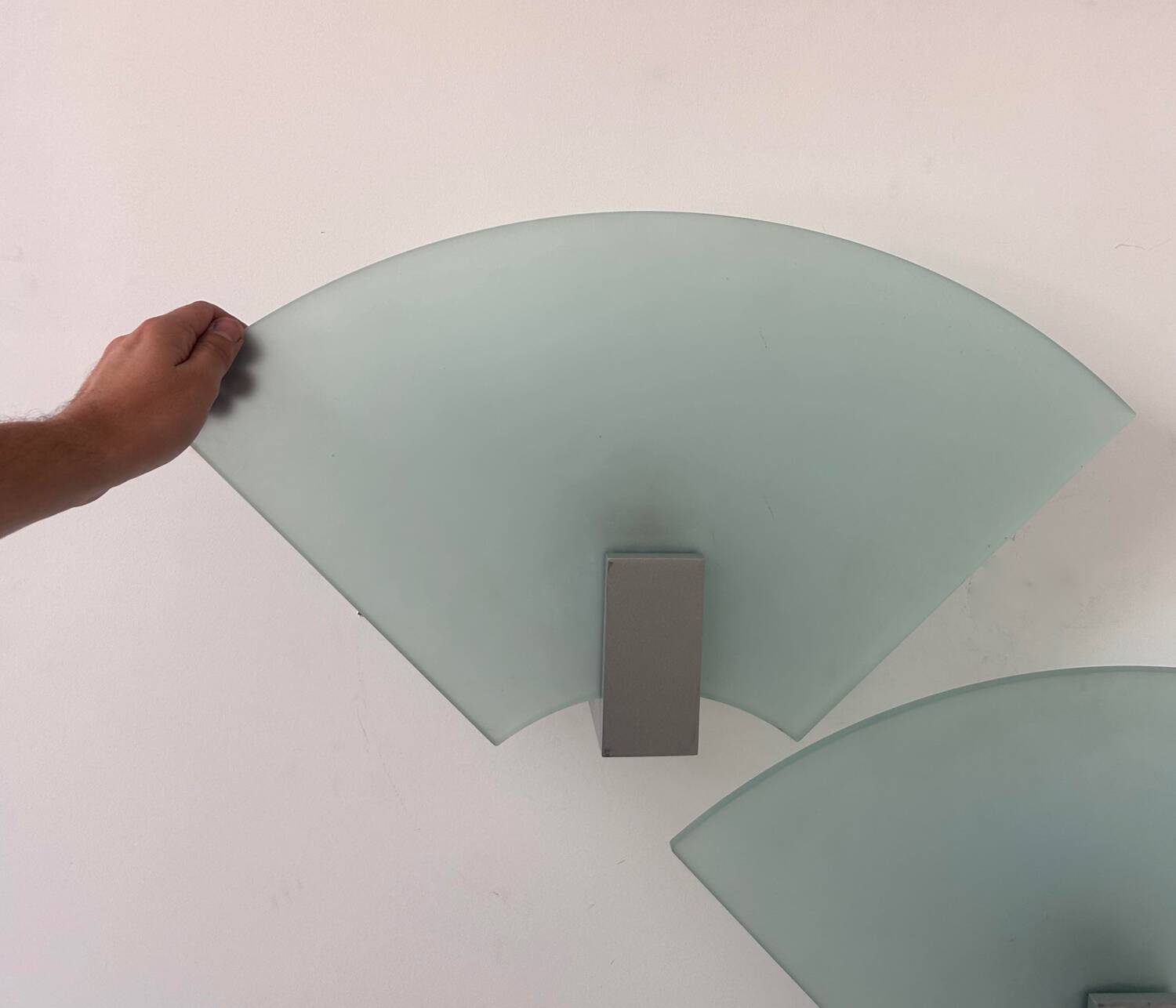 Pair of vintage sandblasted glass wall lights, Italy 1980s