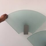 Pair of vintage sandblasted glass wall lights, Italy 1980s