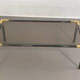 Gunmetal gold metal and smoked glass coffee table from the 70s
