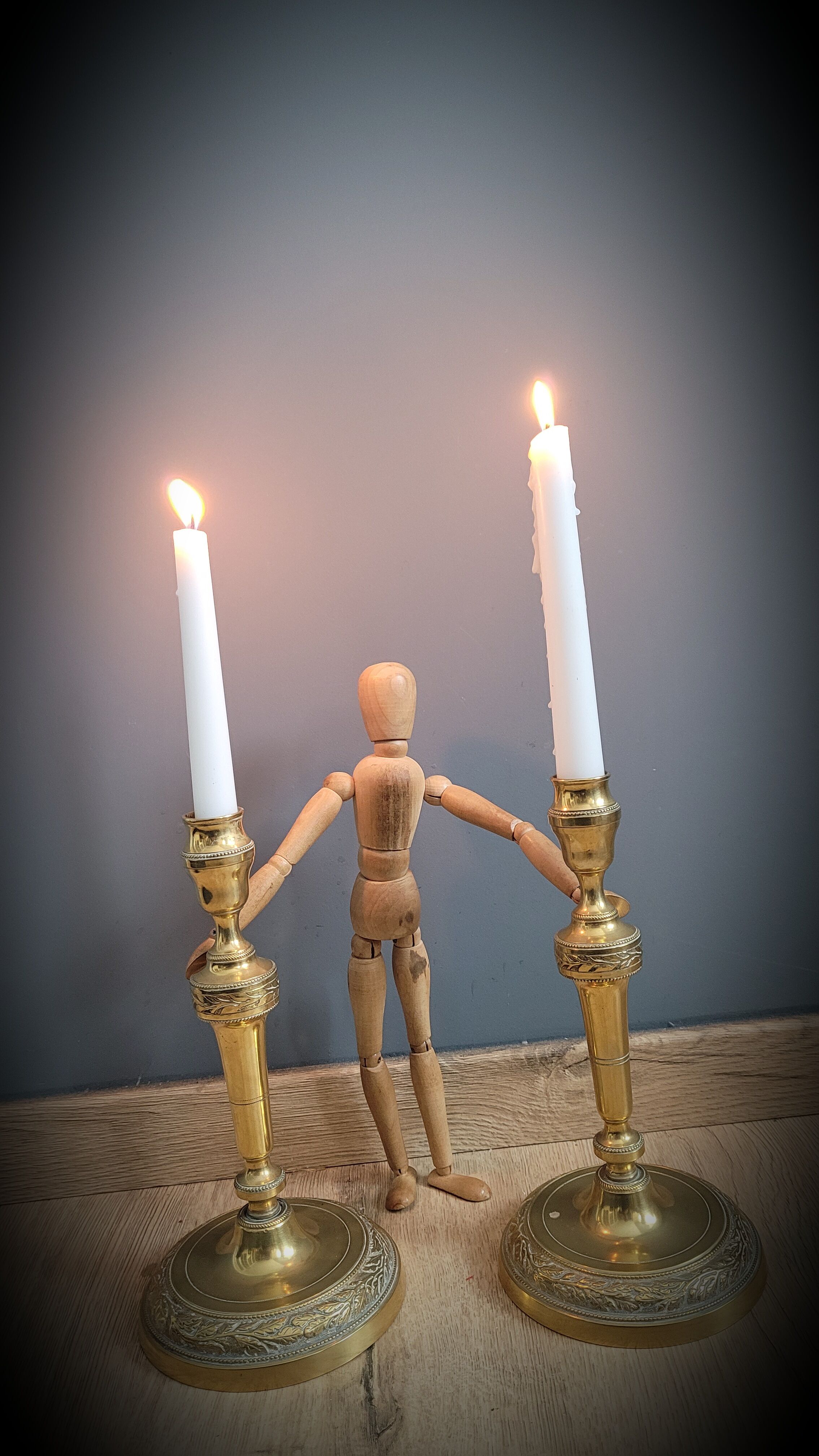 Duo of gilded carved candlesticks