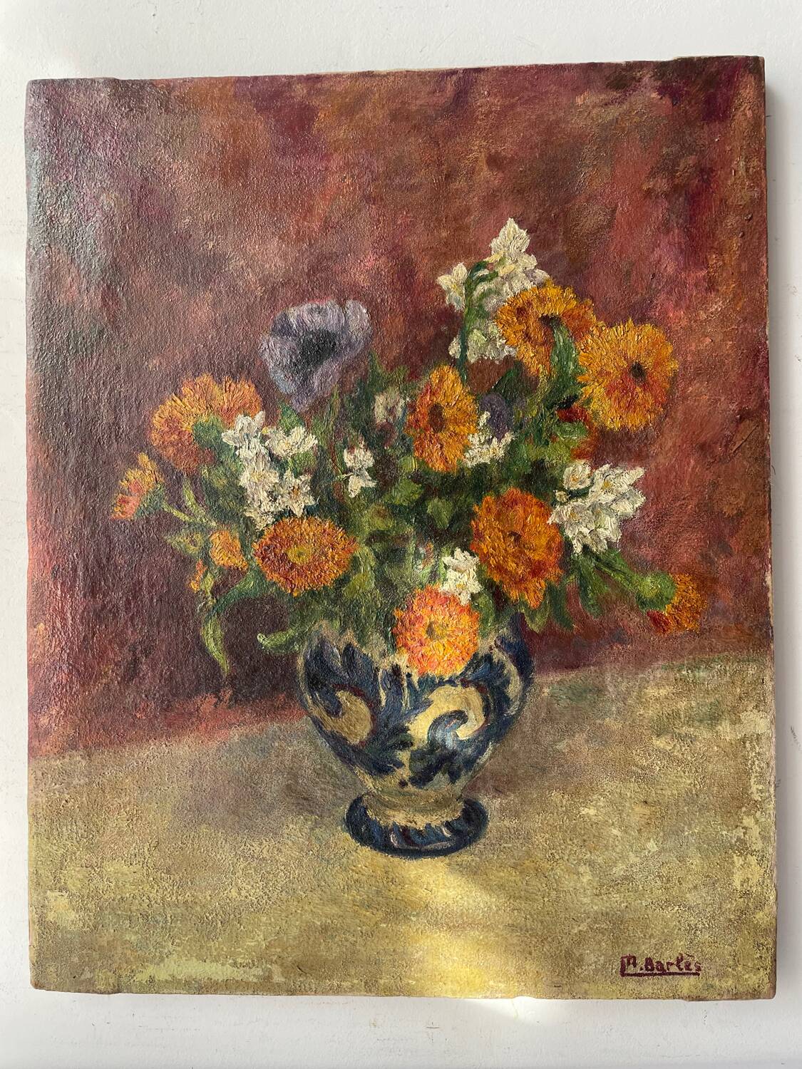 Bouquet of Flowers, Antique Oil on Canvas