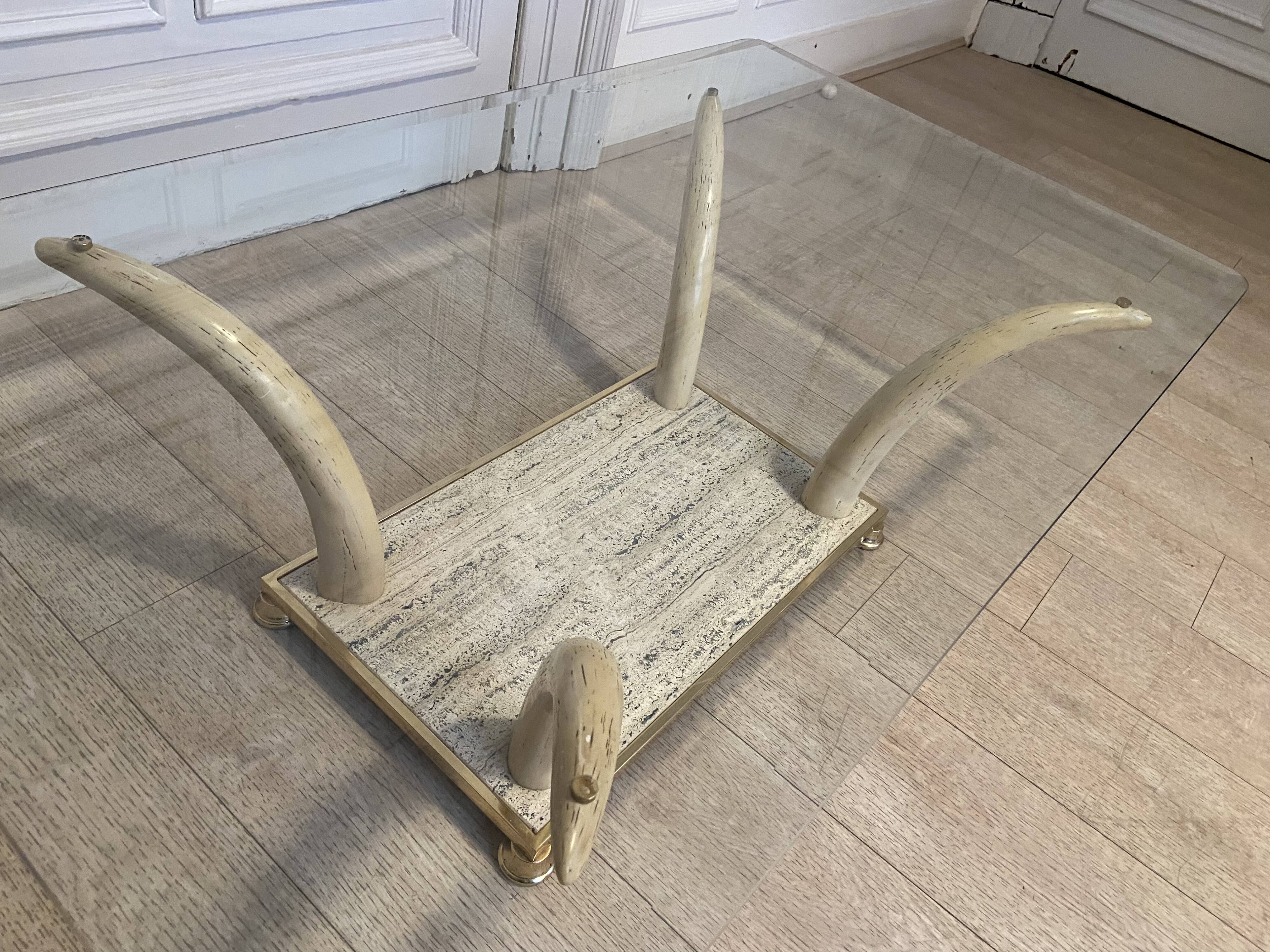 Table basse fausse défense d’éléphant, 1970s