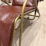 Reclining armchair in brown leather with tubular frame – Italy – 1960s/1970s