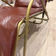 Reclining armchair in brown leather with tubular frame – Italy – 1960s/1970s