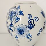 Delft earthenware vase floral decoration