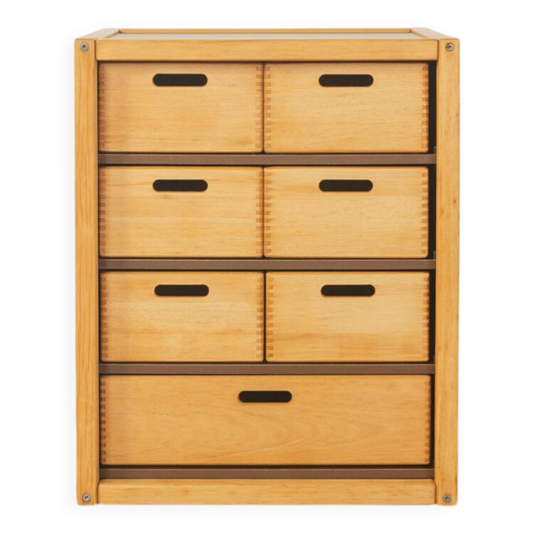 Commode Flötotto, années 1970, hêtre, 7 tiroirs
