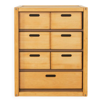 Flötotto chest of drawers, 1970s, beech, 7 drawers