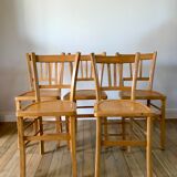 Set of 5 Luterma light blond wood bistro chairs from the 50s