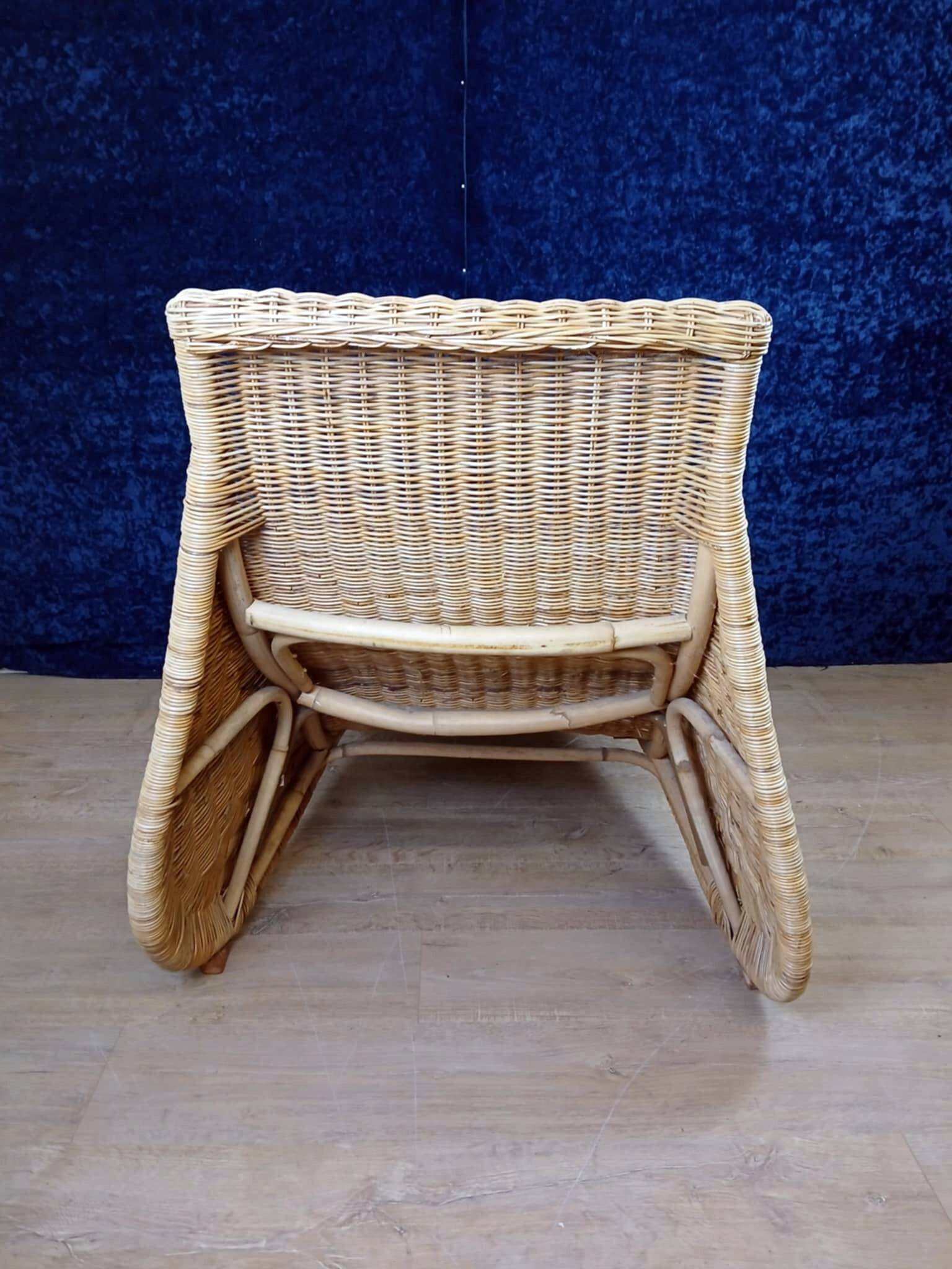 Wicker and rattan lounge chair by Carl Ojerstam for Ikea circa 1980/1990