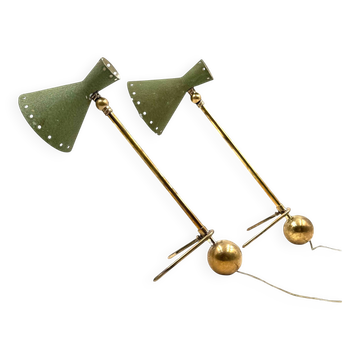 Mid-century set of 2 table lamps, attrib. to Stilnovo Milano Italy, 1950s