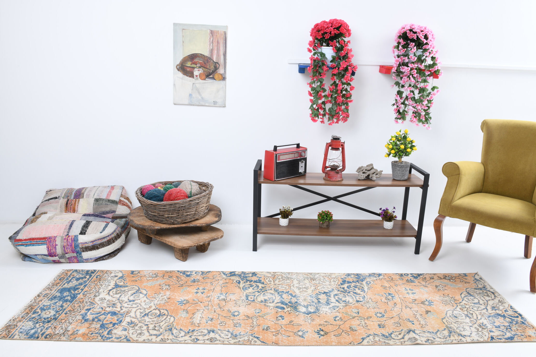 Rustic turkish runner rug 271x70cm