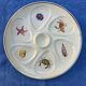 Vintage cream oyster plates Salins France seafood marine decor