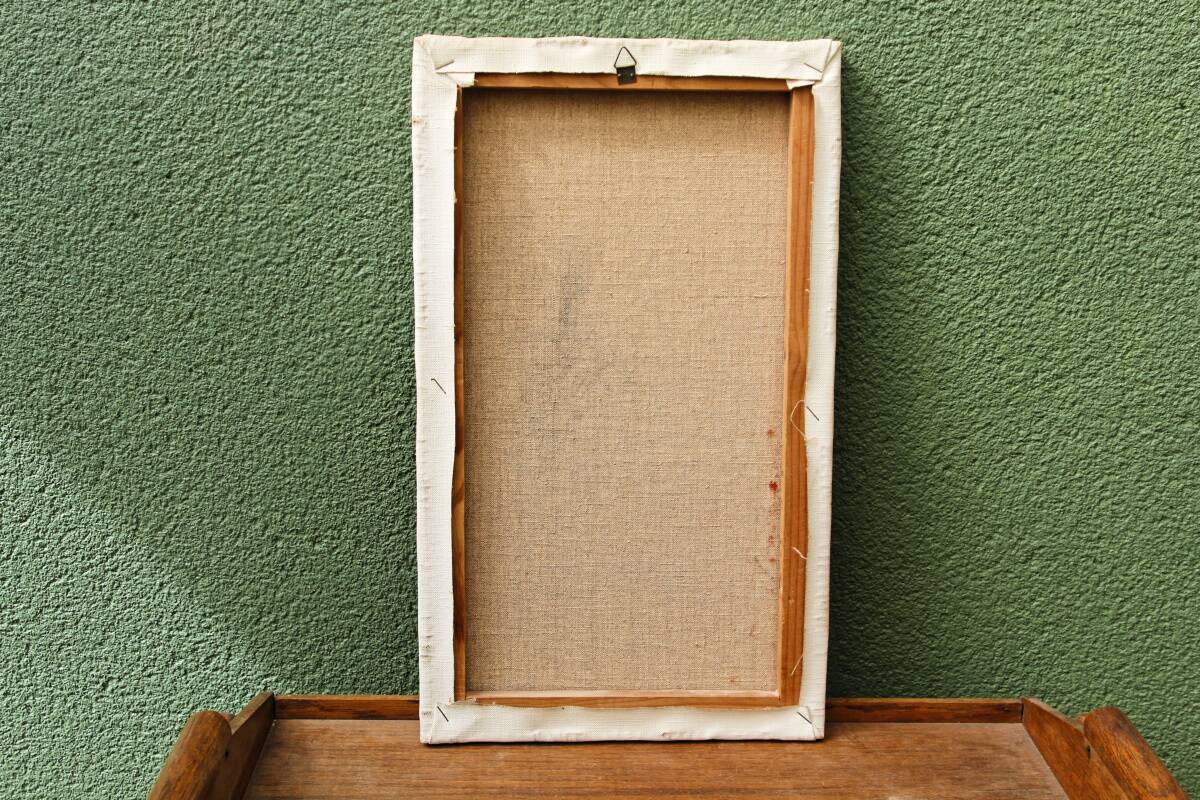 Clown musician, oil on canvas signed