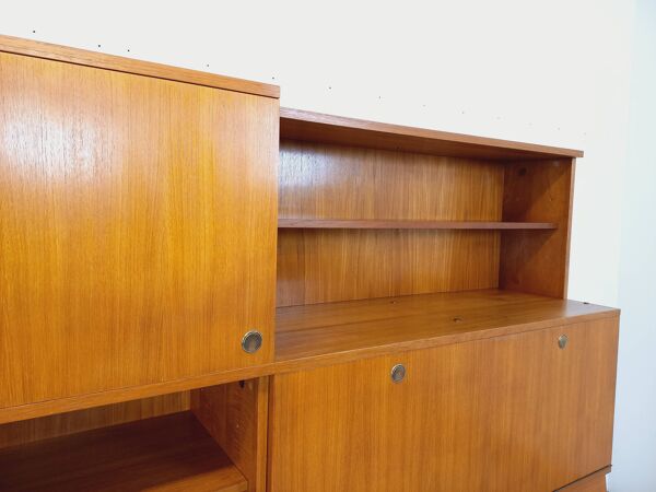 Meuble de rangement bibliothèque secrétaire moderniste Louis Paolozzi teck