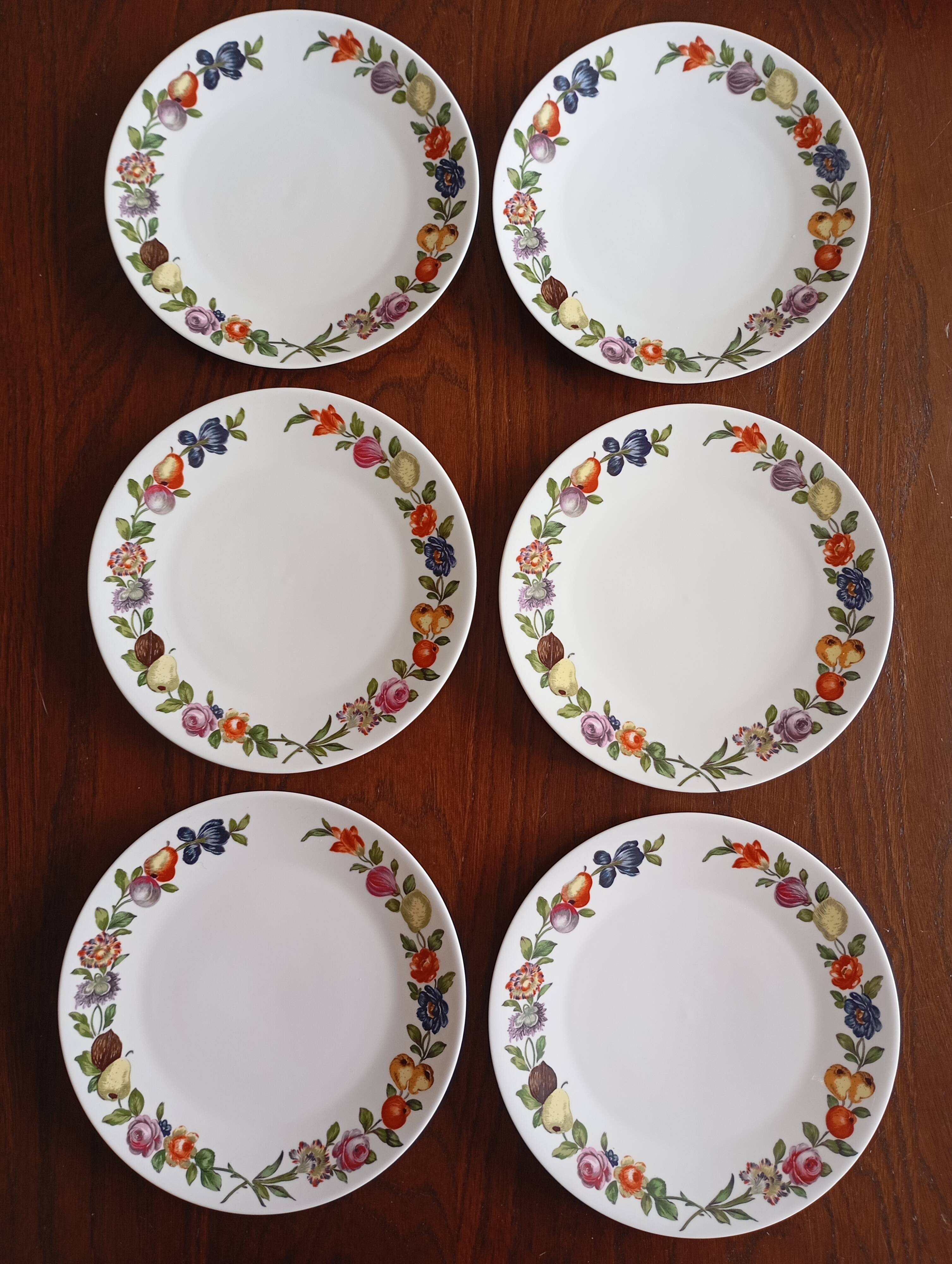 Dish & 12 dessert plates Porcelain of Paris "The Four Seasons"
