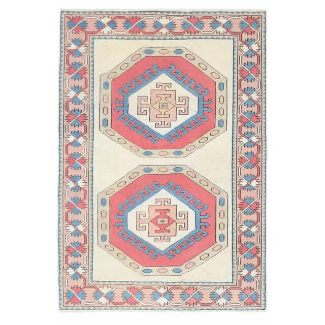 Vintage Turkish Oushak Handmade Wool Cotton Red Area Rug 150x218