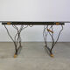 Table à manger vintage en fer forgé et verre, années 1970