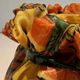Trompe-l'Œil Ceramic Vase in the Shape of a Knotted Bag with Floral Decoration. Work