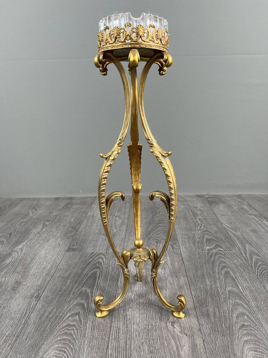 Bronze-gilt and crystal standing ashtray, 20th century