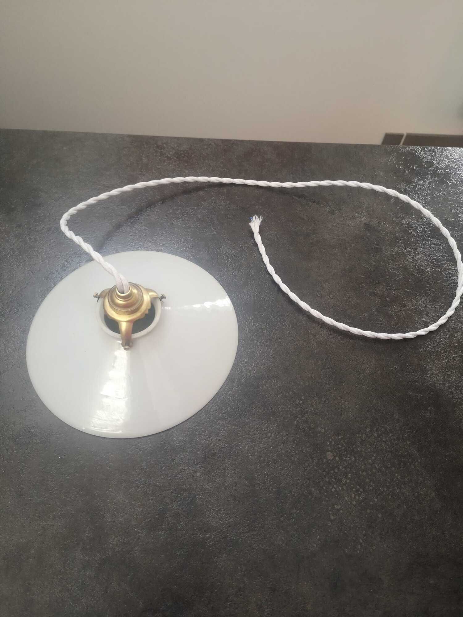 Suspension lamp old opaline white smooth spirit walkman art deco 1930 tbe ø 20 cm