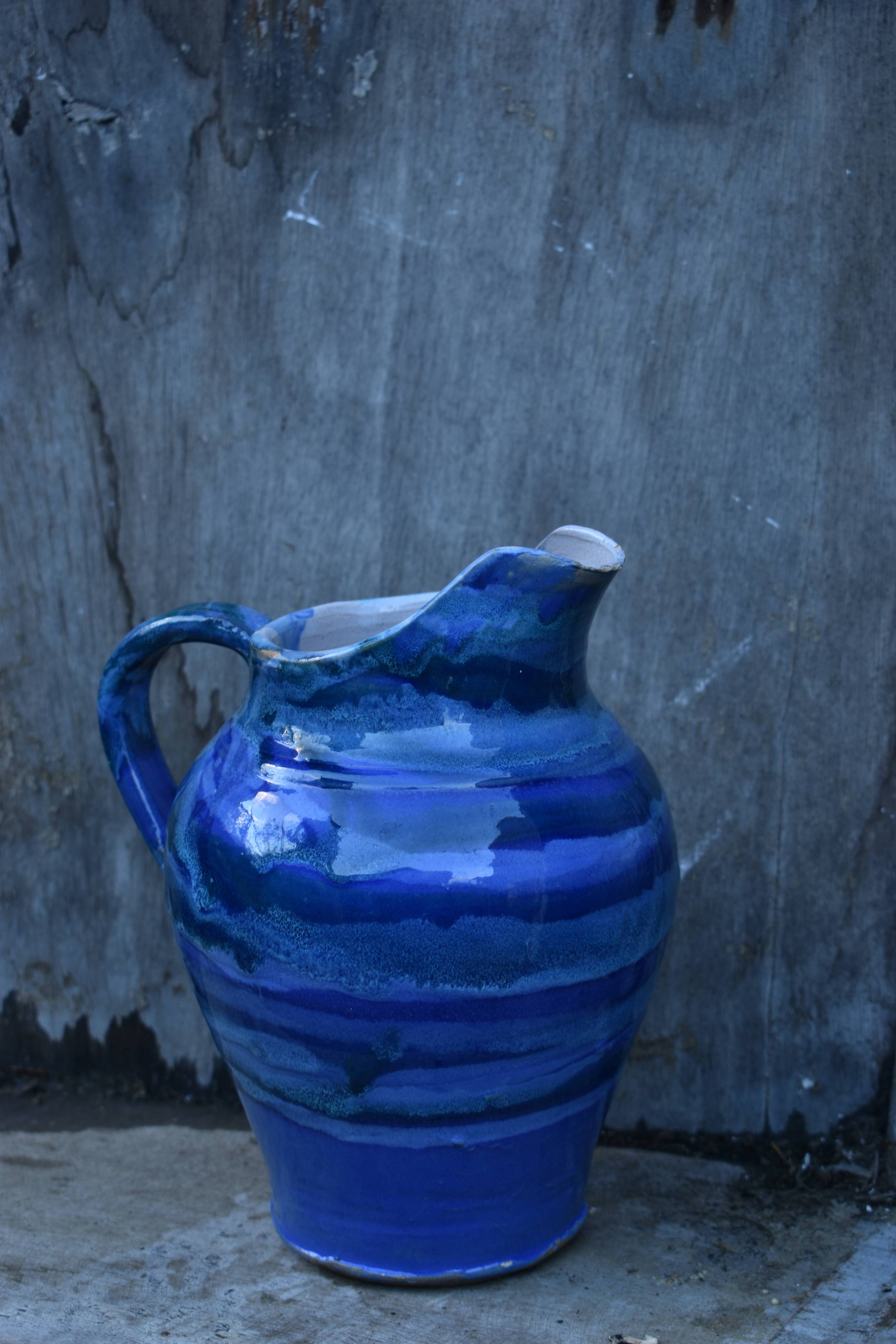 Antique blue Hennebont pitcher