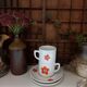 2 mugs and saucers in porcelain Colombia Vintage 1970s