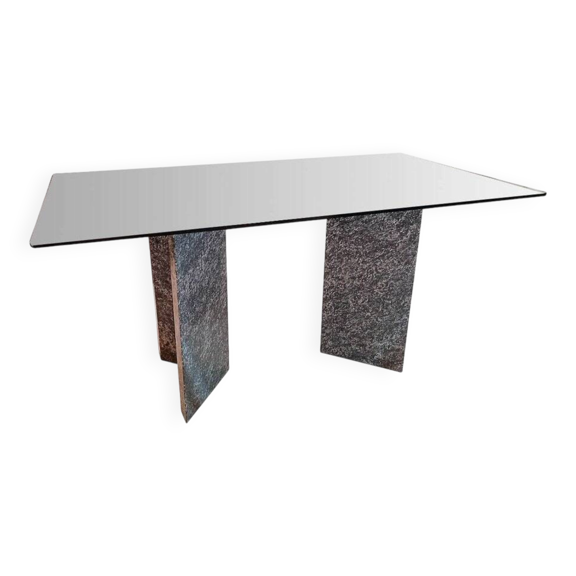 Granite and glass dining table, 1980s