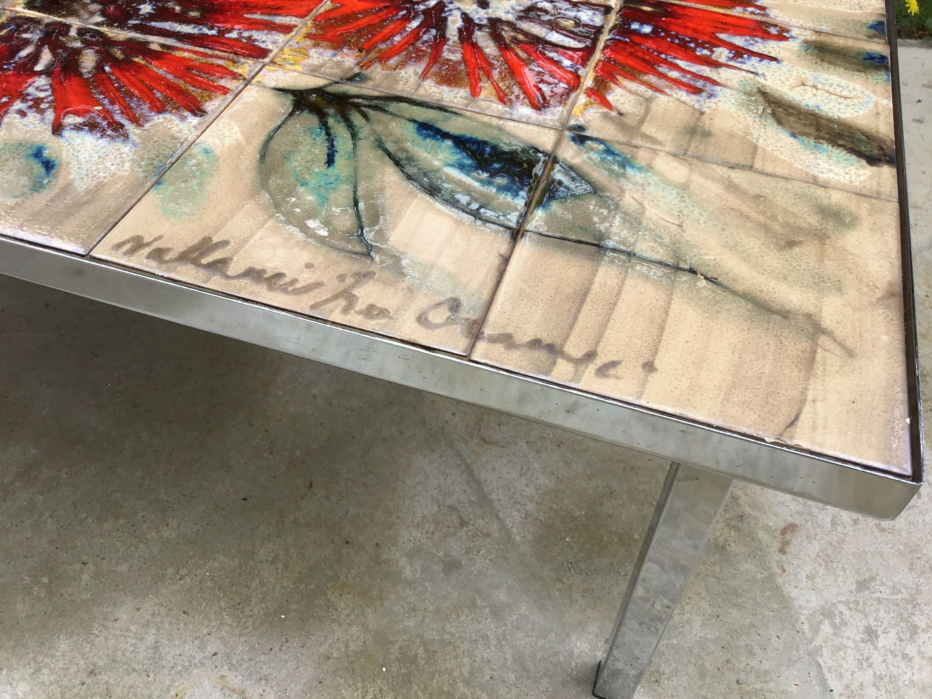 Coffee table "La grange" Vallauris vintage ceramic mosaic