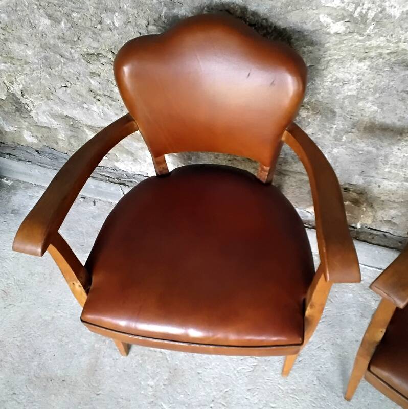 Pair of bridge armchairs with flower backs